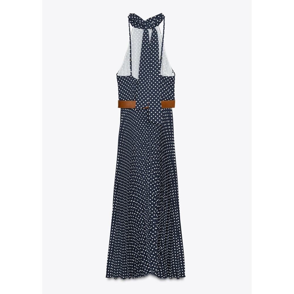 ZARA Belted Pleated Halter Midi Dress NWT - Picture 16 of 16